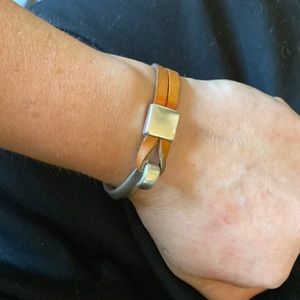 Leather and silver bracelet